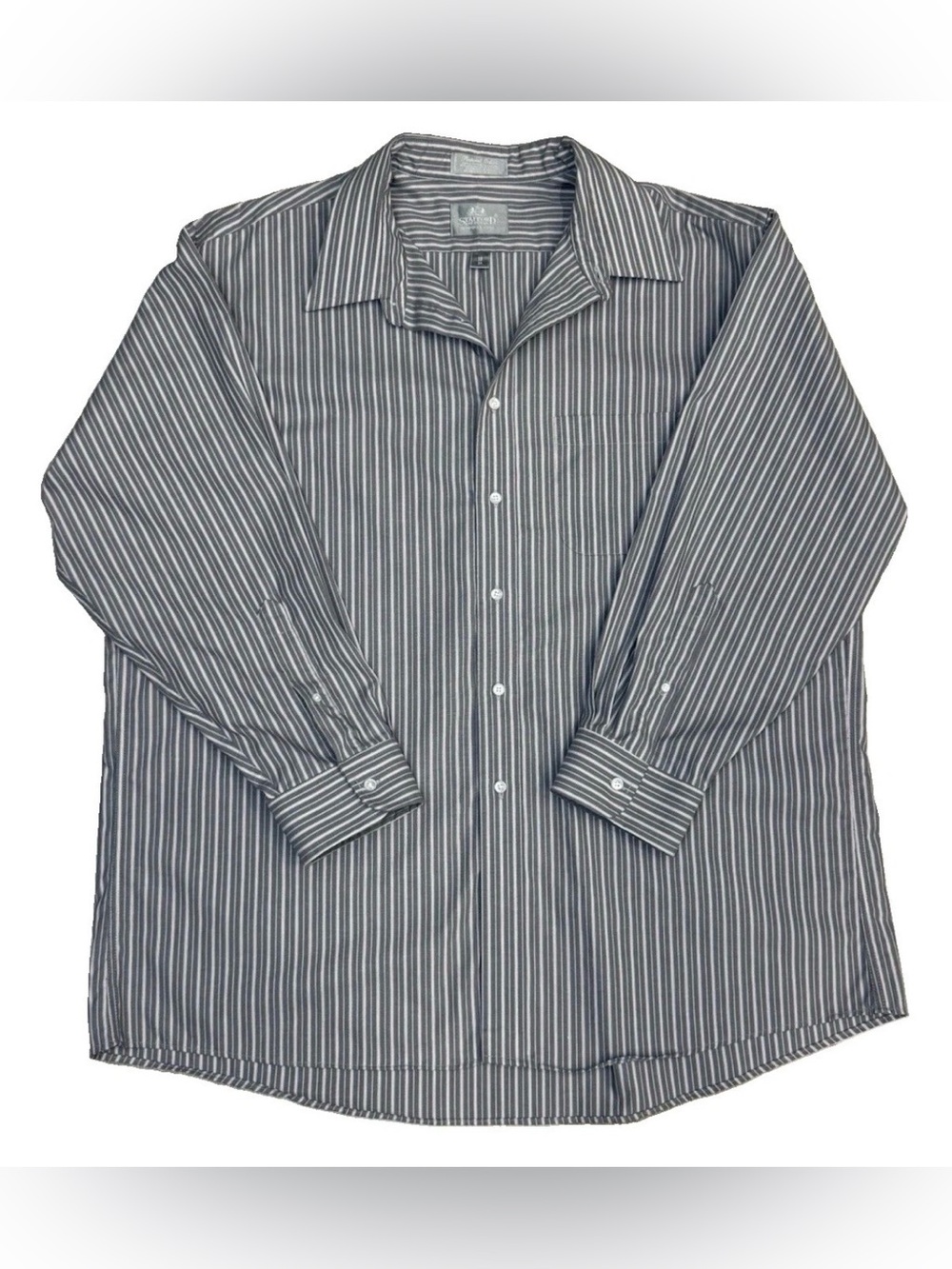 Stafford Executive Pinpoint Oxford Mens Button Long Sleeve Shirt Gray Sz 18 34